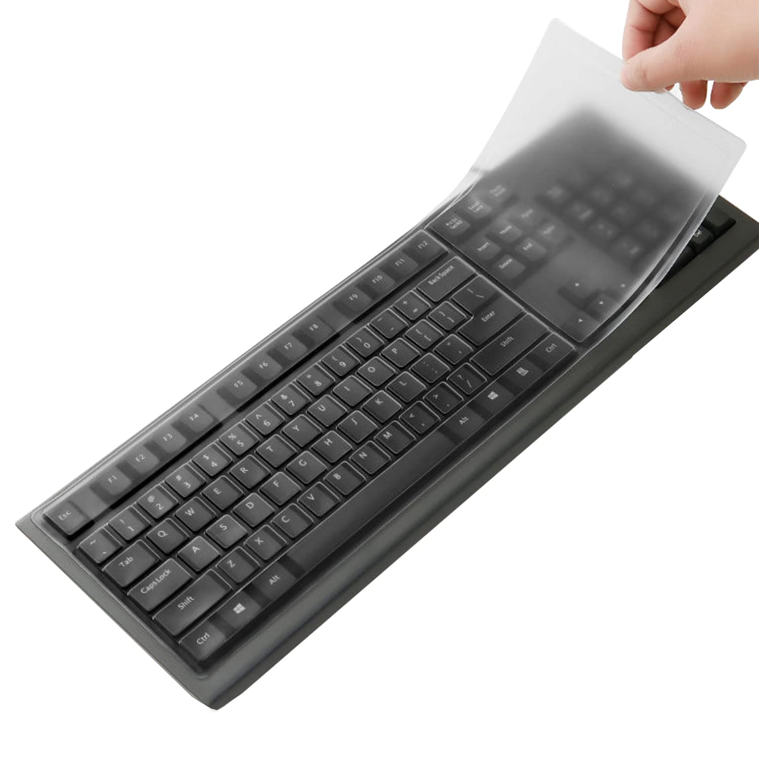 Mubuy Clear Desktop Computer Keyboard Cover For 104/107 Keys Standard Desktop Keyboard Reusable Waterproof Keyboard Cover