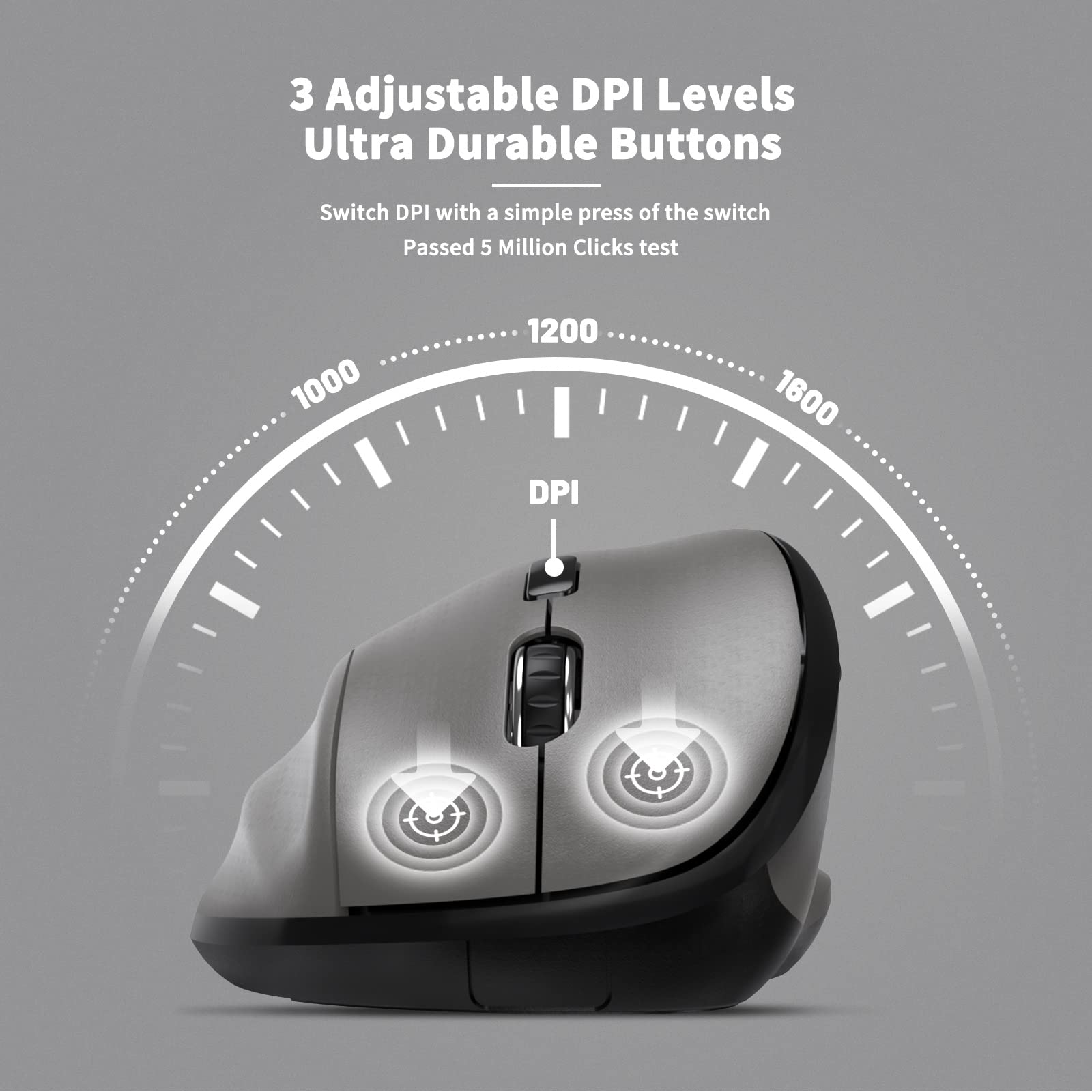 Ergonomic Wireless Mouse With Usb Receiver For Pc Computer, Laptop And Desktop, Ergo Vertical Mouse With Silent Clicks Long Batt
