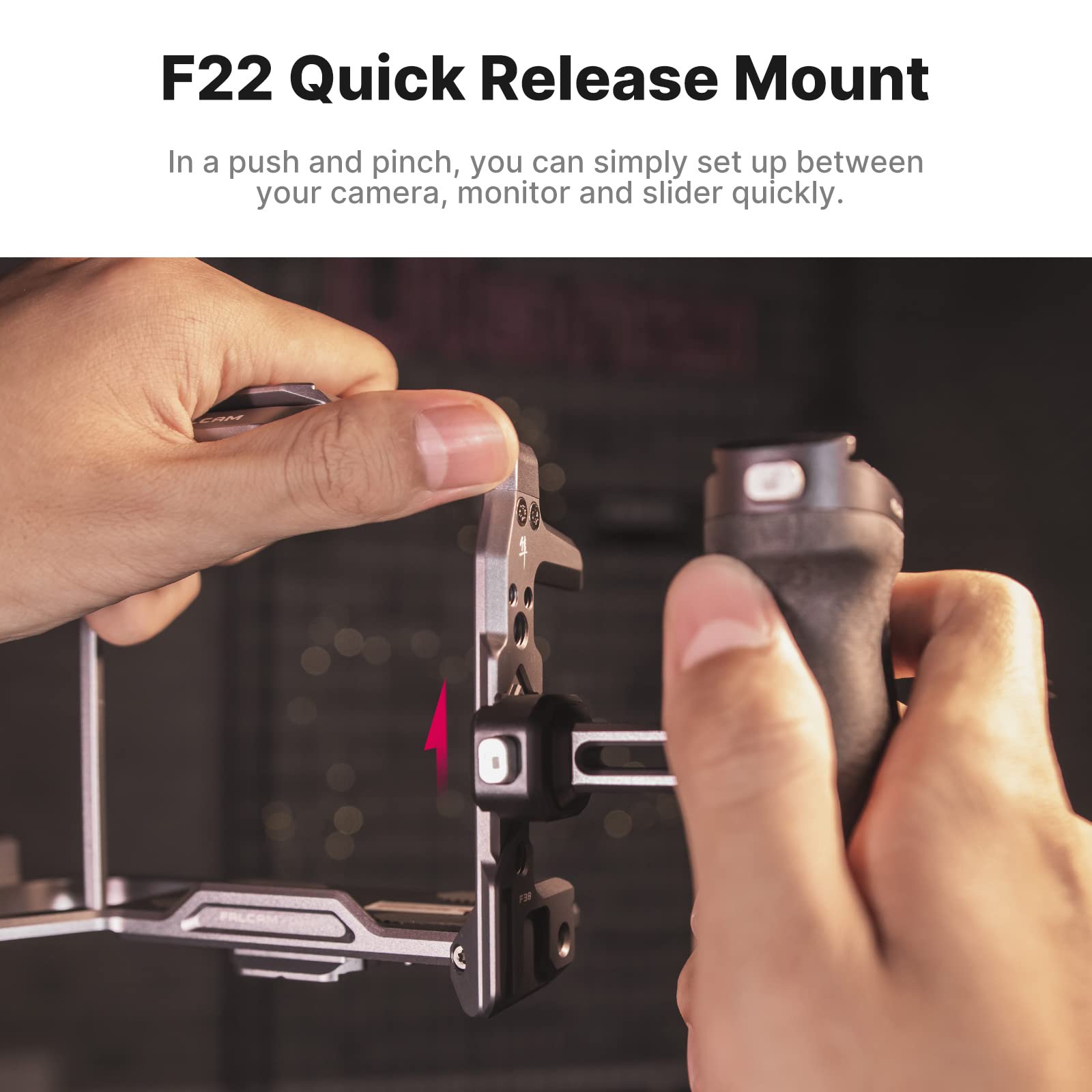Falcam F22 Quick Release Handle, Camera Side Handheld Grip Convert 1/4 Thread To F22 Qr System, 22Mm Aluminum Video Shooting Acc