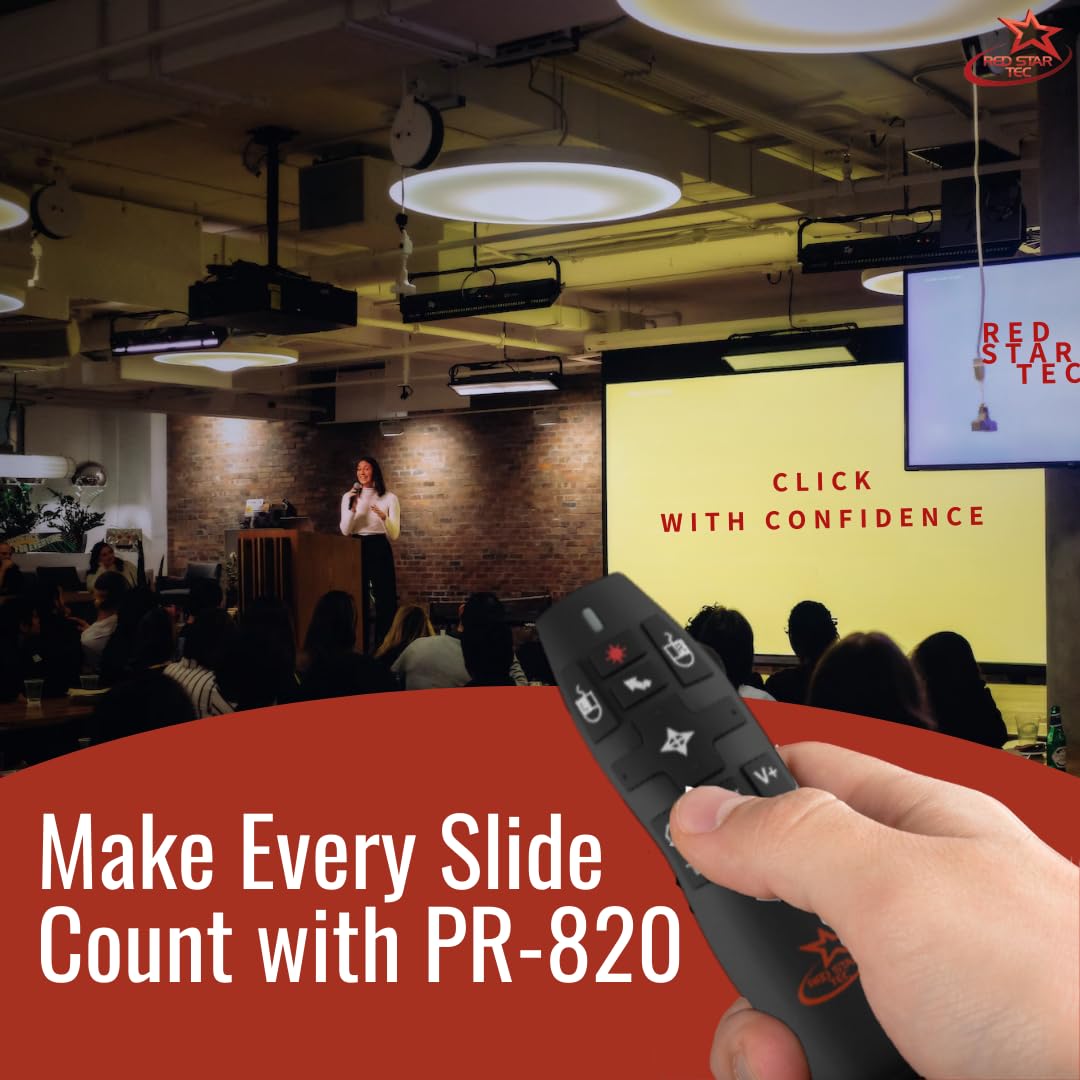 Wireless Powerpoint Presentation Remote Clicker And Keynote Presenter With Wireless Mouse (Pr 820) From Red Star Tec