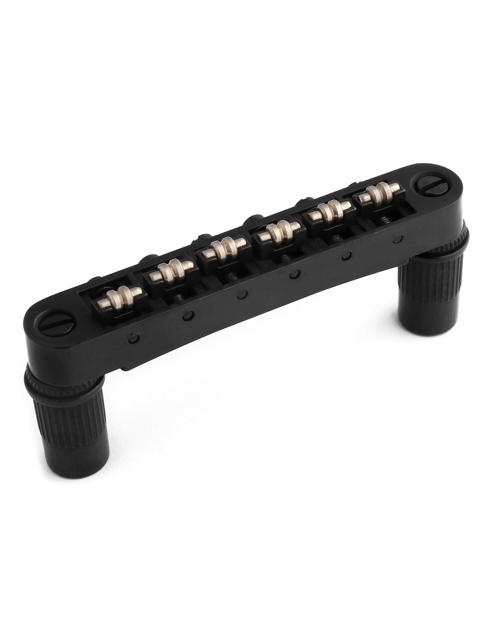 Holmer Tune O Matic Style Guitar Bridge Roller Saddles 6 String Black Plated Compatible With Lp Les Paul Sg Style Electric Guita
