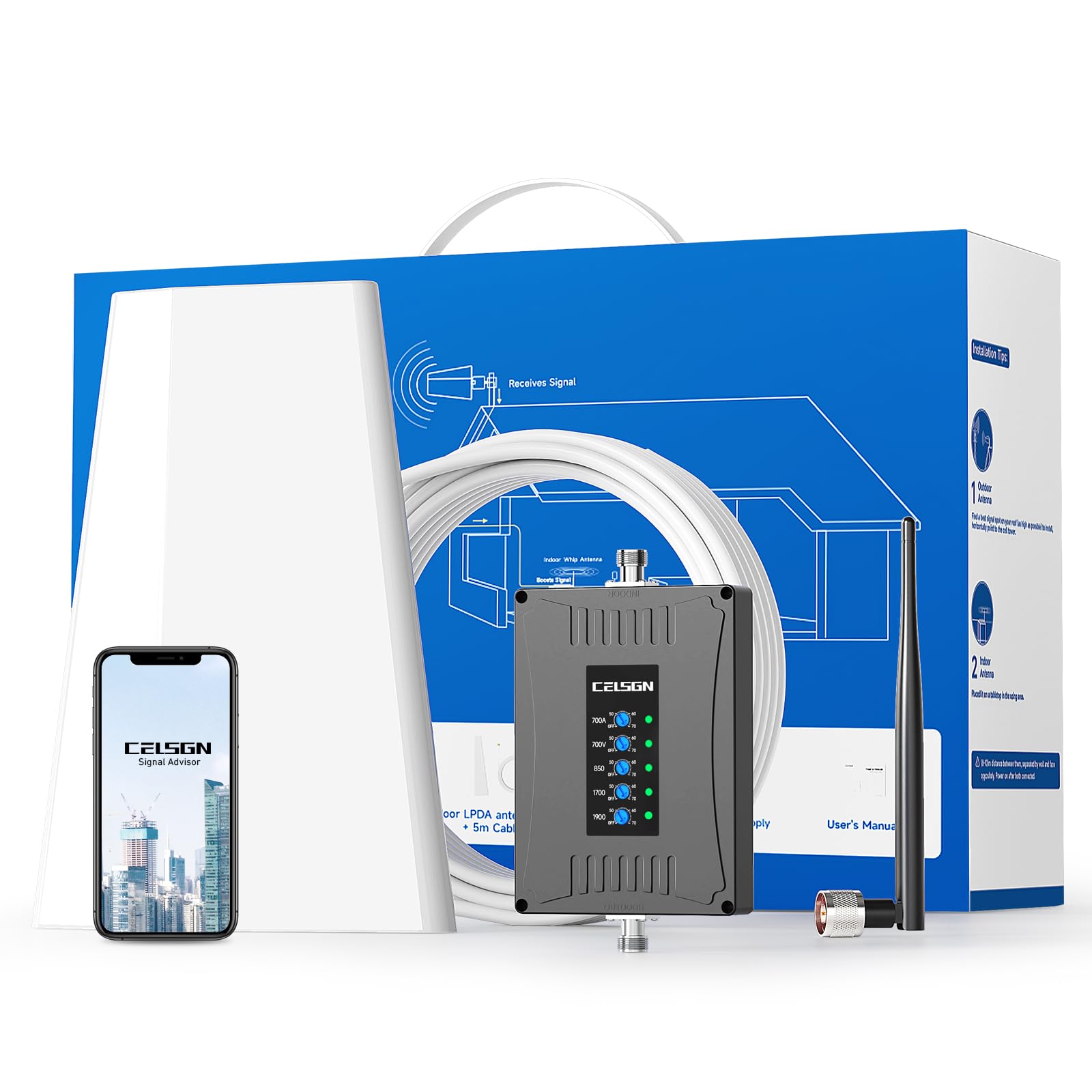 Cell Phone Signal Booster For Home Office Metal Building | Boosts 5G 4G Lte Signals On Band 2 4 5 12 13 17| Up To 3000 Sq Ft | S