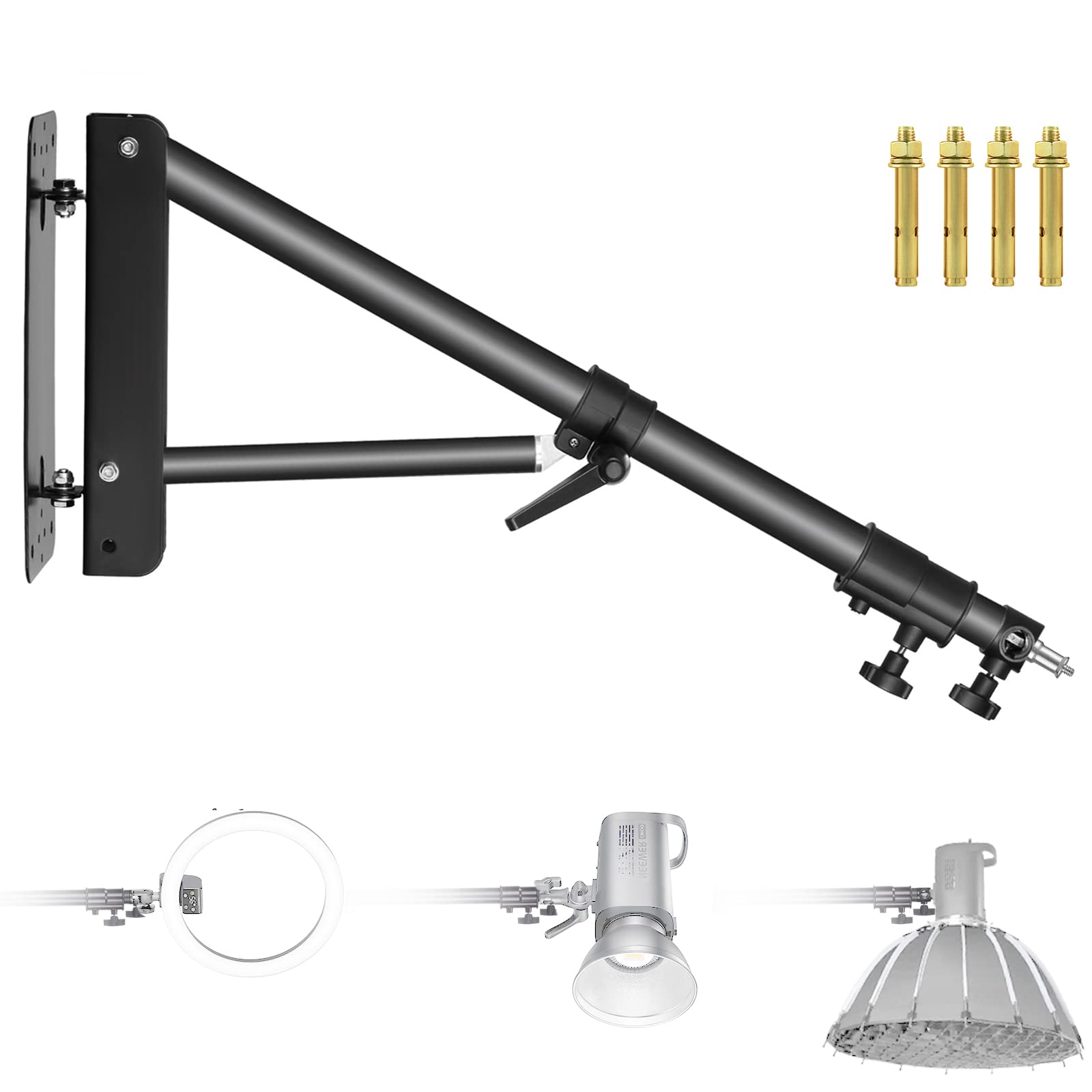 Neewer Wall Mounting Triangle Boom Arm For Photography Strobe Light, Monolight, Softbox, Umbrella, Reflector And Ring Light, Sup