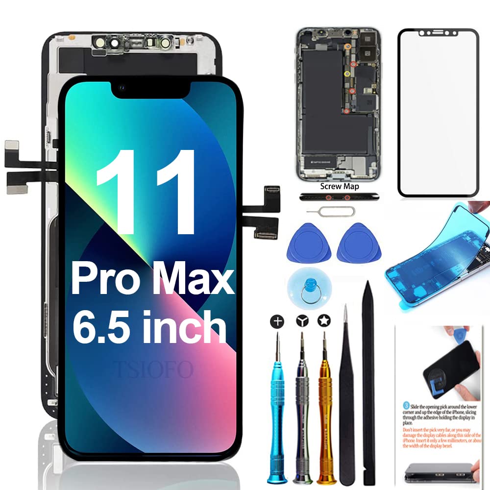 For Iphone 11 Pro Max Screen Replacement 6.5 Inch Lcd Display 3D Touch Digitizer Frame Assembly Full Repair Kit With Repair Tool