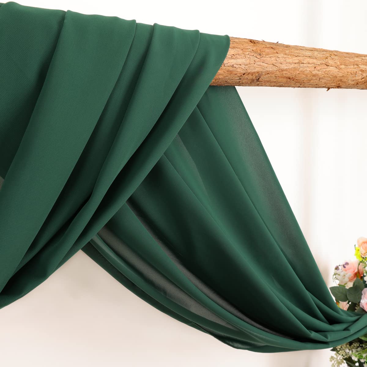 Linxtar 2 Panels Emerald Green Wedding Arch Drapery 6 Yards Long And 30'' Wide Sheer Chiffon Wedding Arch Draping Fabric For Par