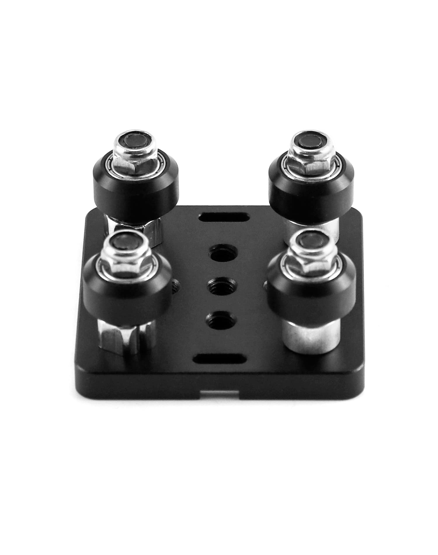 Qwork Small V Wheel Plate, 4 Pack Gantry Rod Plate With Wheel, For 2020 Aluminum Profile, Cnc And 3D Printer Parts Black Wheel