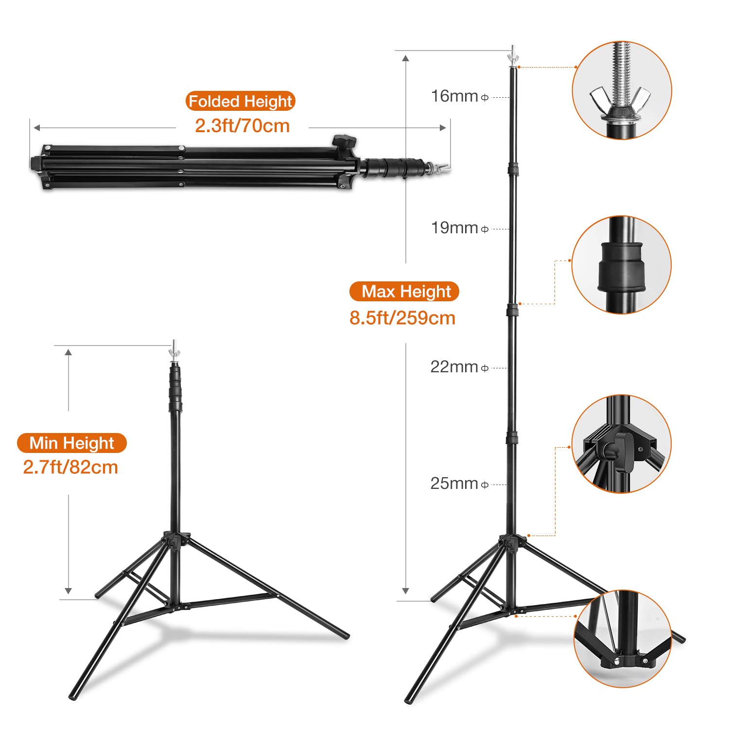 Yesker 8.5X10Ft Background Stand Backdrop Support System Kit Photo Video Studio Adjustable Backdrop Stand For Photoshoot Photogr