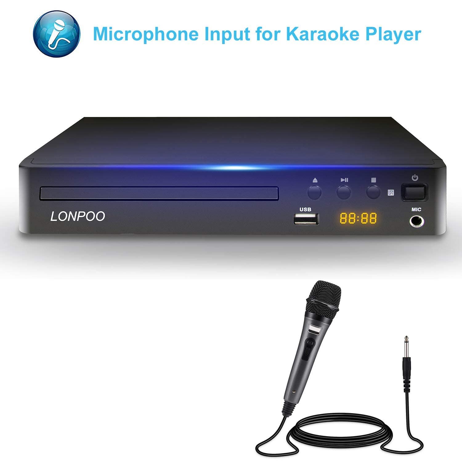 Lp 099 Multi Region Code Zone Free Pal/Ntsc Hd Dvd Player Cd Player With Hdmi Av Output & Remote & Usb Input & Mic Input   Compact Design (Black)