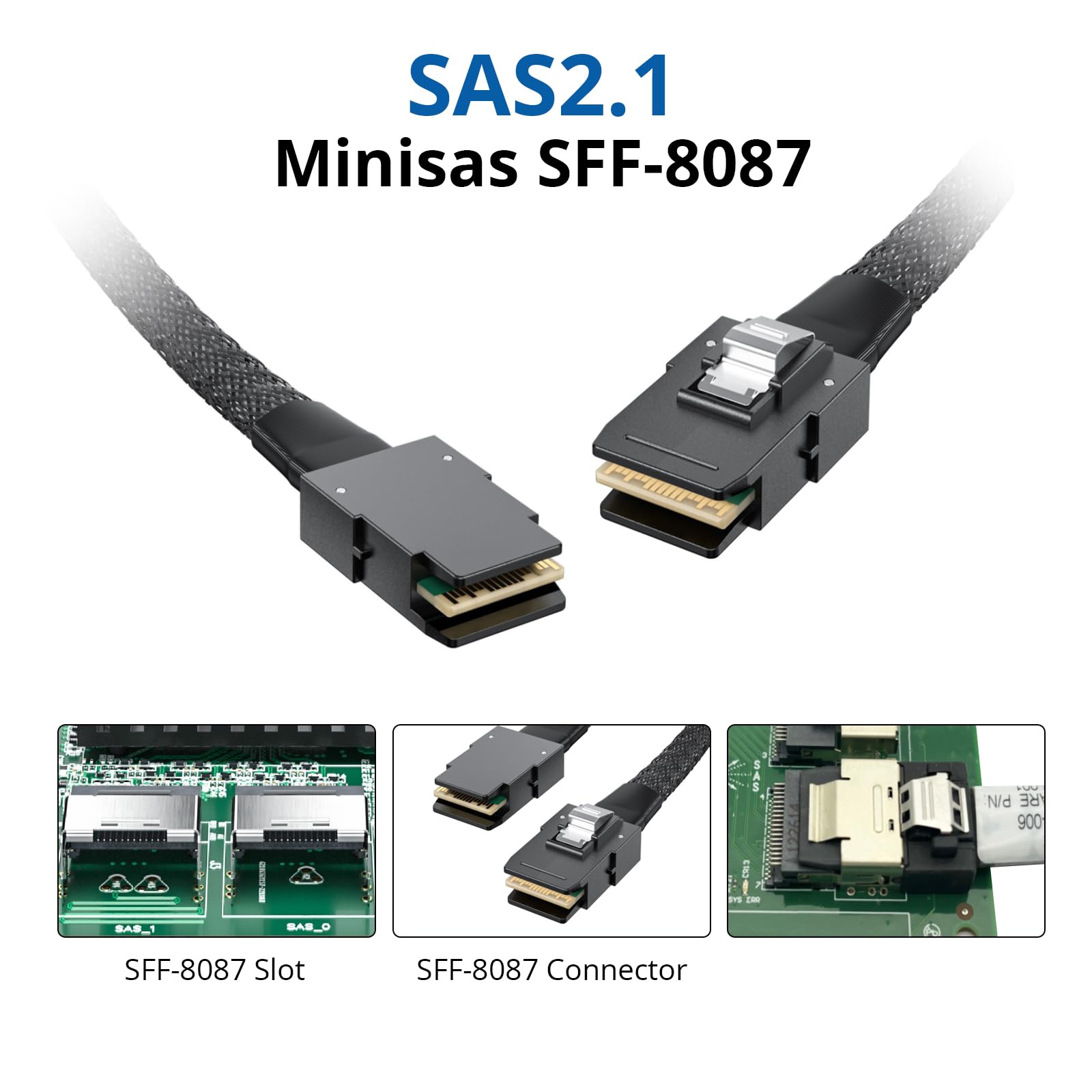 10Gtek Sff-8087 To Sff-8087 6G Internal Mini Sas Cable For Server Backplane/Raid Card, Hot-Swap Ready With Sata Compatibility, 1
