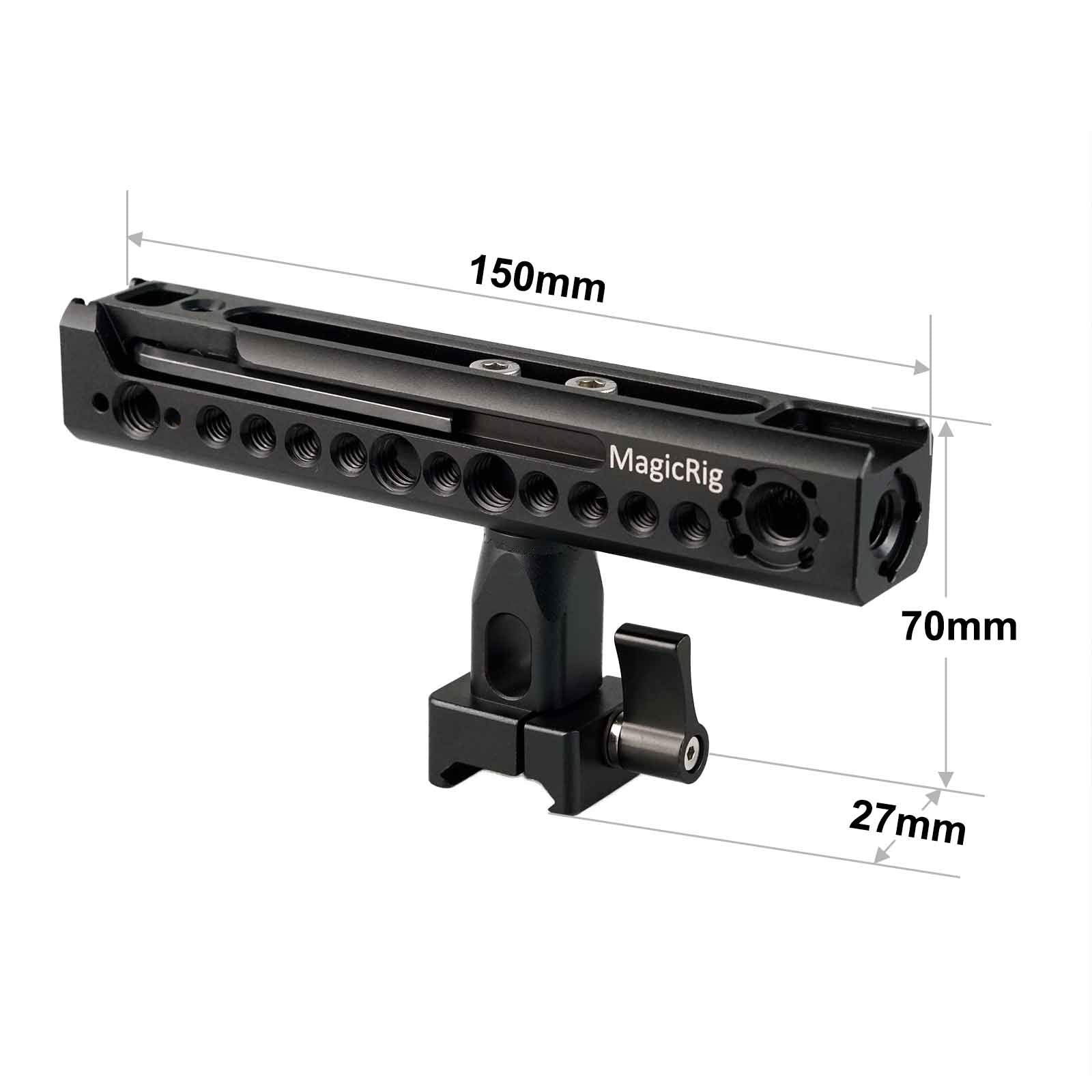 Magicrig Rotating Nato Handle Top Handle Grip With Cold Shoe Mount And Locating Point For Arri For Dslr Camera, Camera Cage