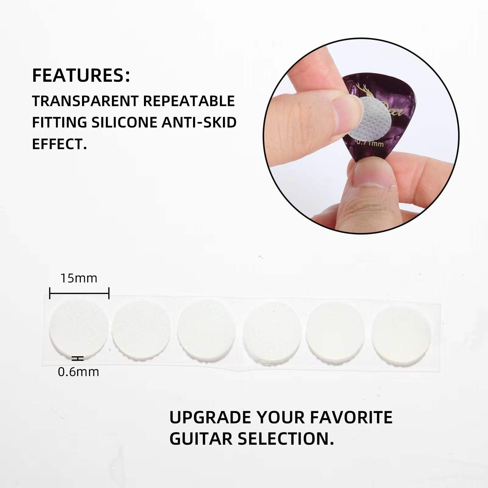 Bigdeer 48Pc Ultra Thin 0.6Mm/0.024In Guitar Pick Grips And 2 Guitar Picks With Grip. Help You Hold Guitar Picks,Stop Dropping Y