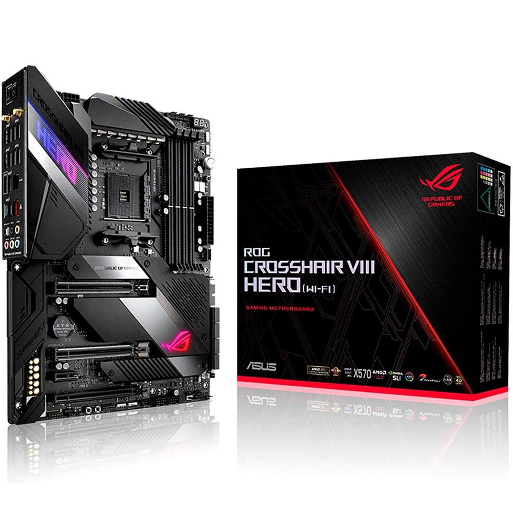 Asus Rog X570 Crosshair Viii Hero (Wi Fi) Atx Motherboard With Pcie 4.0, On Board Wifi 6 (802.11Ax), 2.5 Gbps Lan, Usb 3.2, Sata