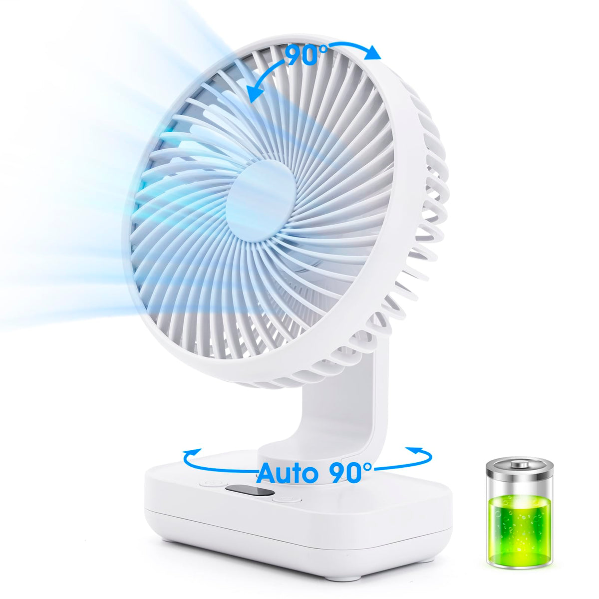 Digibond Table Fan Oscillating Small Oscillating Fan For Bedroom Ultra Quiet Desk Fan 90 Vertical Rotated 4 Speeds Cordless Pers