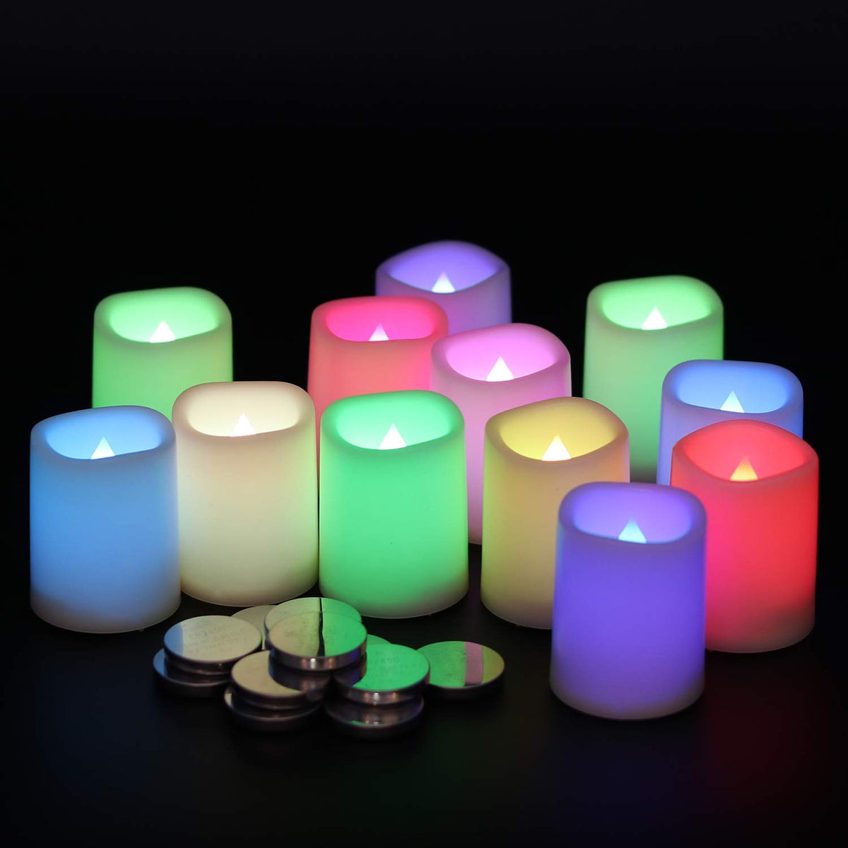 Dromance Color Changing Flameless Votive Candles With Remote And Timer, Battery Operated White Led Flickering Votive Pillar Cand