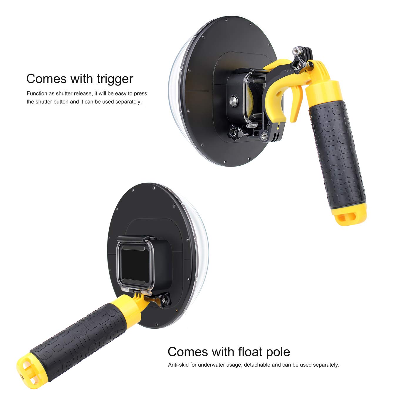 Soonsun Dome Port For Gopro Hero 8 Black Camera, 6 Inch Snorkeling Underwater Diving Dome Port Lens With Waterproof Housing Case