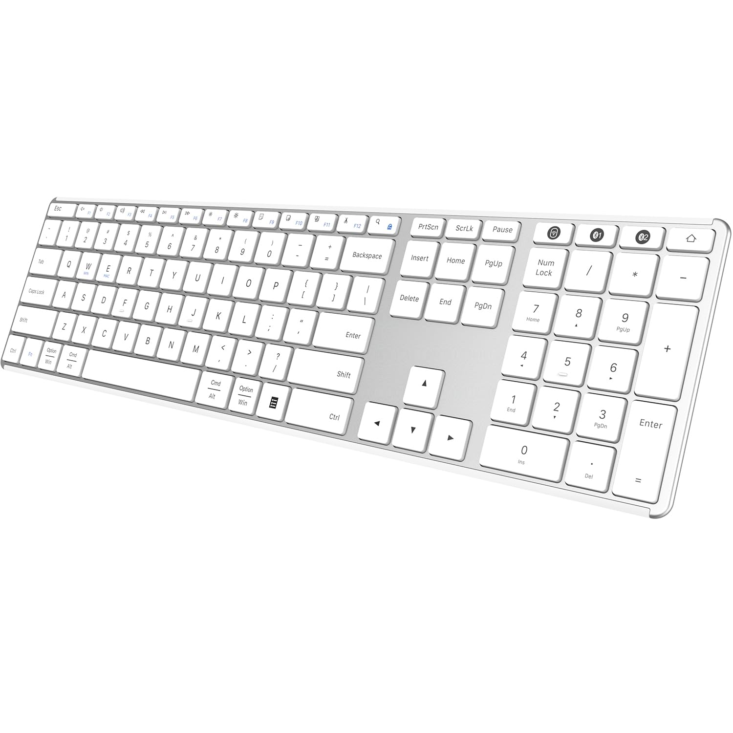 AUSDOM Full Size Bluetooth Keyboard, 2.4G Wireless Quiet Slim Keyboard, Multi Device Low Profile Silent Flat Keyboards with Nume