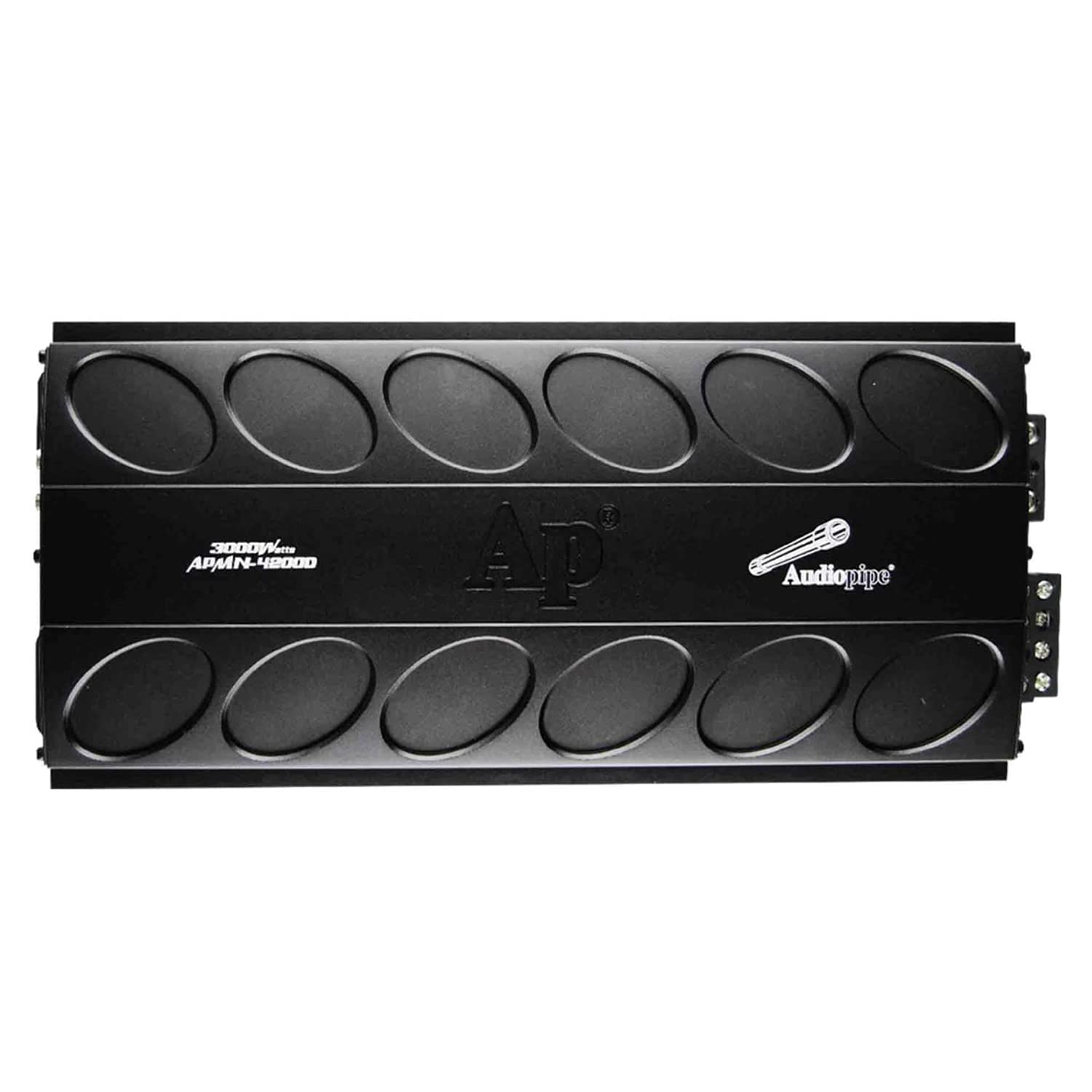Audiopipe Apmn 4200D 4 Channel 3000 Watt Max Power Mosfet Class D Car Audio Stereo Amplifier With Inline Fuse And Bass Knob, Bla