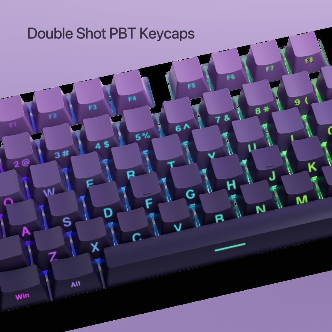 Dagaladoo Pbt Keycap,Side Printed Keycaps 75 Percent,Double Shot Key Caps,Cherry Profile,Gradient Purple Keyboard Keycap,Shine T