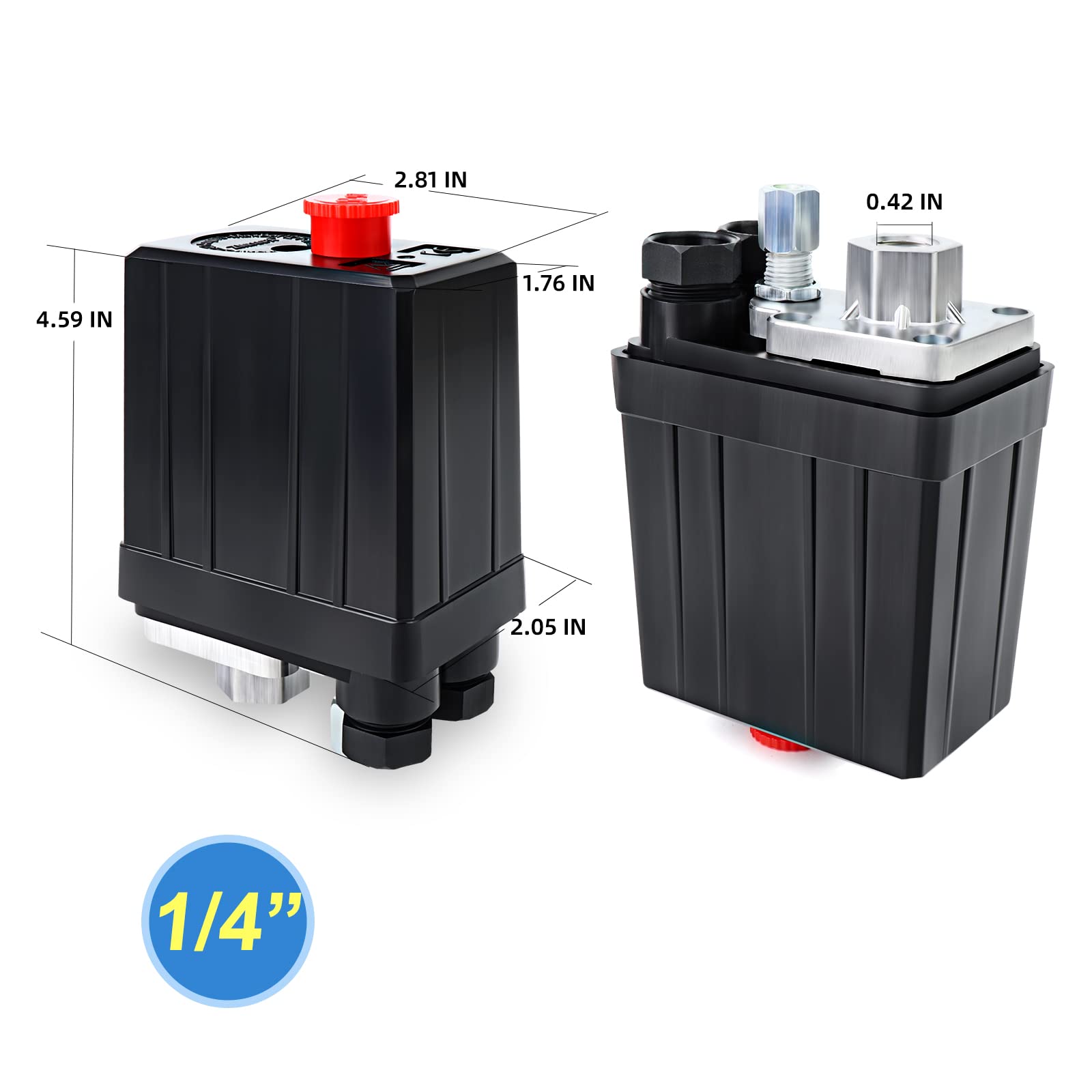 Meanlin Measure Air Compressor Pressure Switch Control Valve 90 120 Psi 110V 240V 1 Way Replacement Parts With Teflon Tape