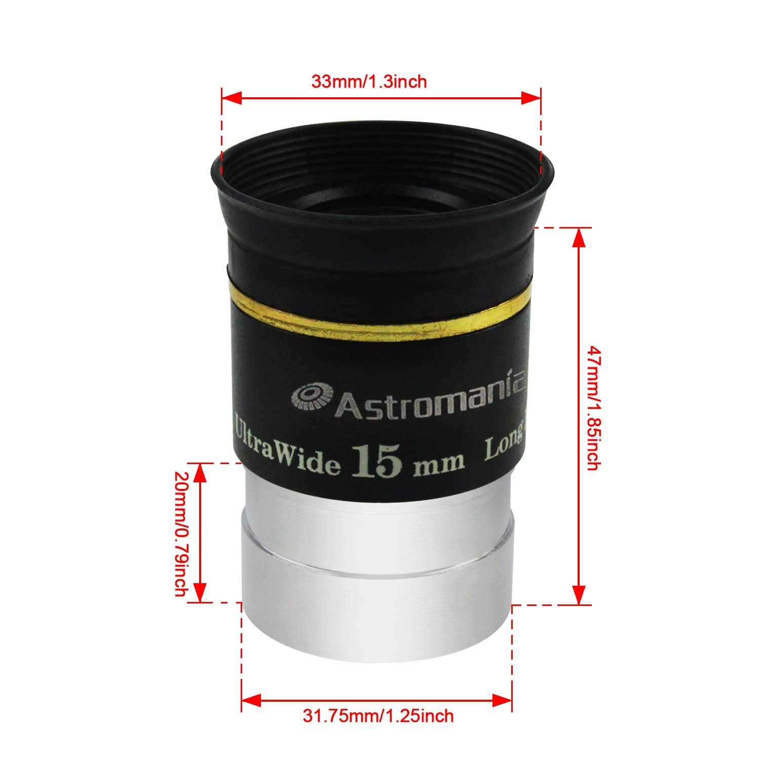 Astromania 1.25'' 15Mm 66 Degree Ultra Wide Angle Eyepiece For Telescope