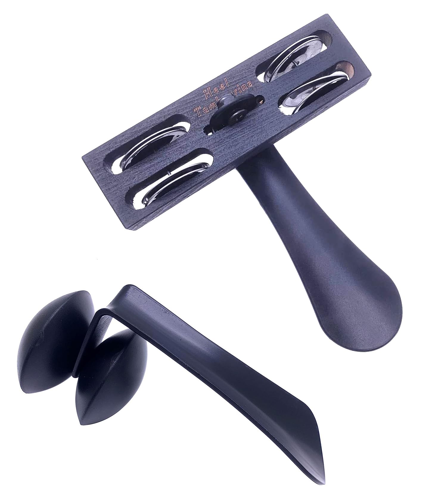 TUOREN Foot Heel Shaker & Tambourine Percussion Musical Instrument for Cajon Drummers and Band Accompaniment 2pcs