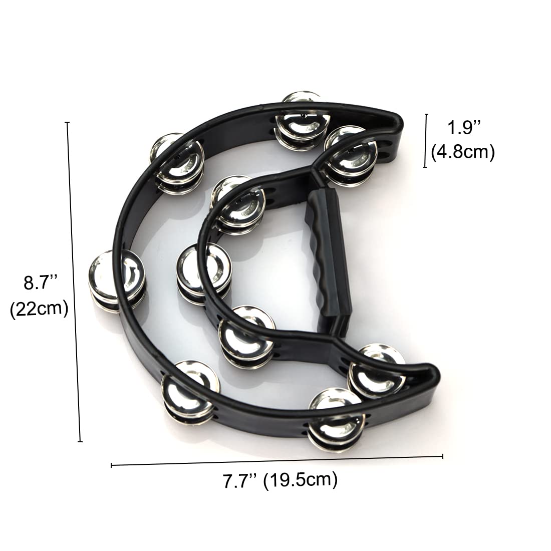 Bealuffe Tambourine Double Row Hand Held Percussion Tambourine With Metal Jingles For Ktv Party (Black)