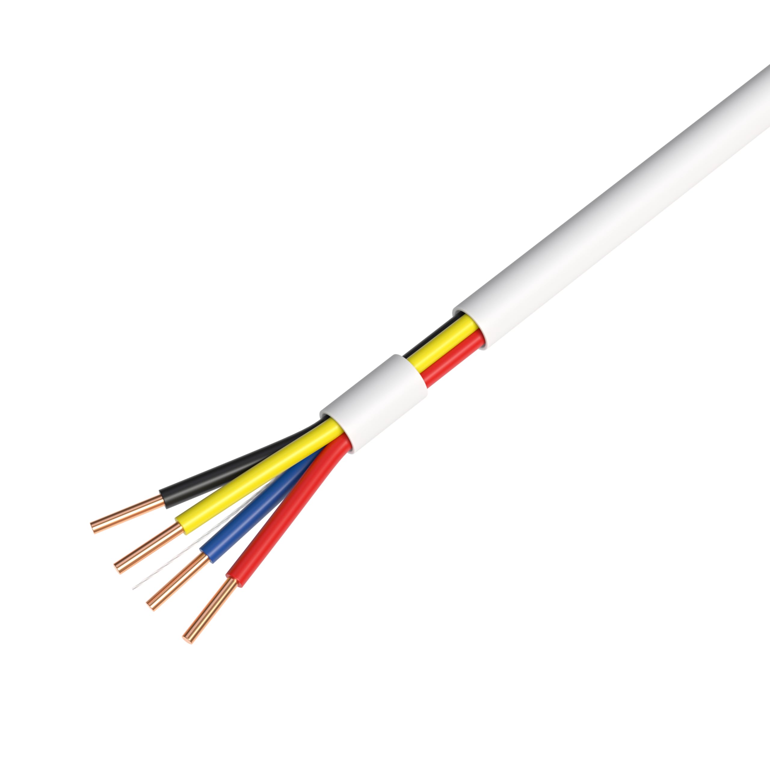 Cables Direct Online 500Ft 22Awg 4C Aluminum Cca Cable, White, For Low Voltage Led, Burglar System, Fire Detector, Security Stat