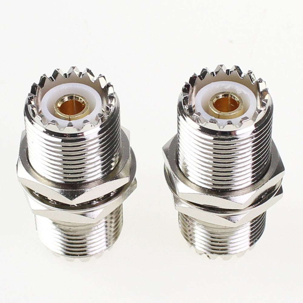 Exgoofit Uhf Connector Female Nut Bulkhead Panel Mount To So239 Jack Coaxial Coax Cable Adapter Plug For Pl-259 (Pack 2Pcs)