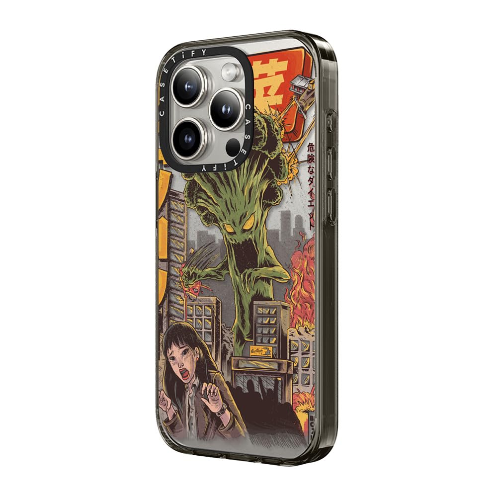 Casetify Compact Iphone 15 Pro Case [2X Military Grade Drop Tested / 4Ft Drop Protection]   Broccozilla   Clear Black