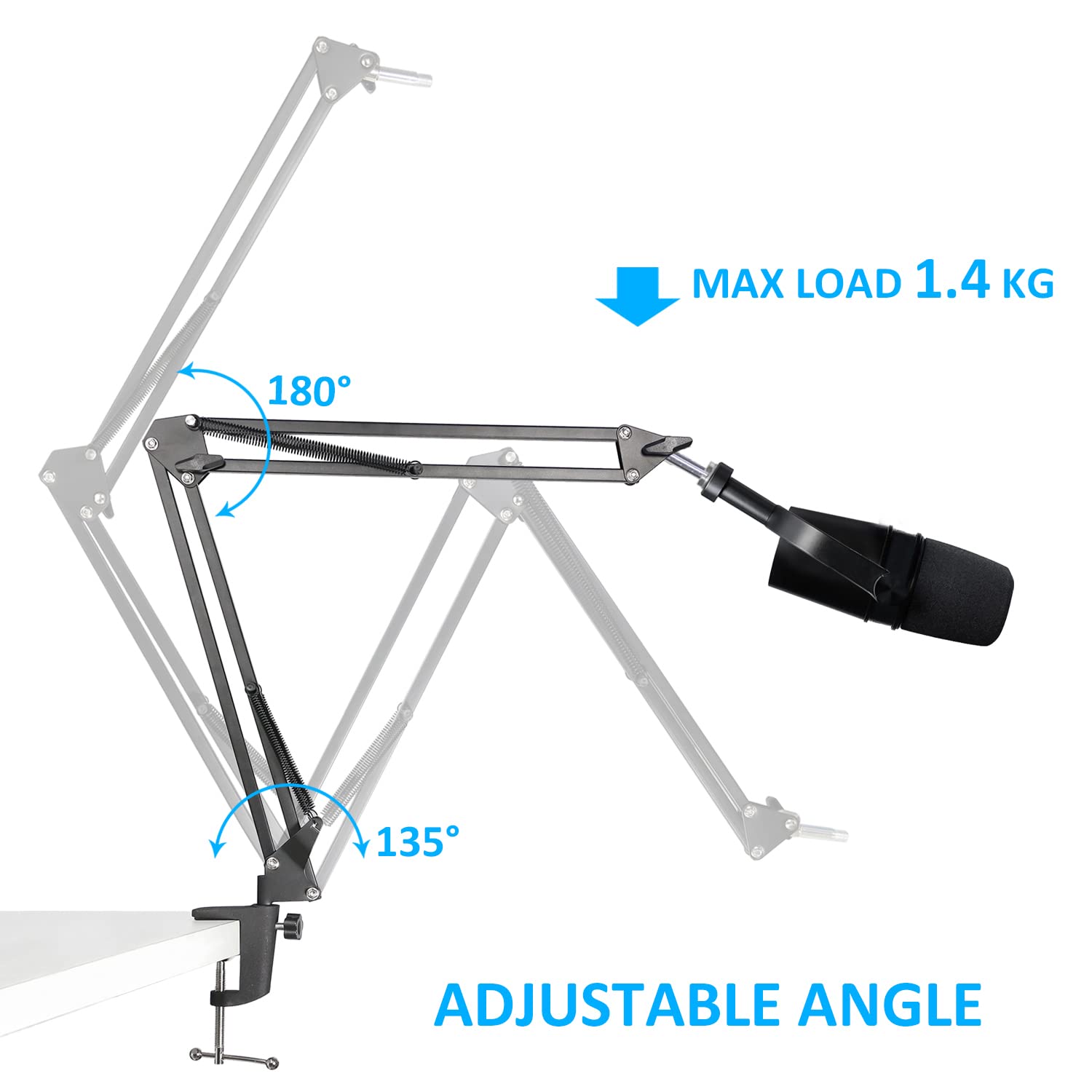 Sunmon Shure Mv7 Boom Arm Mic Stand With Pop Filter, Adjustable Suspension Boom Scissor Arm Stand With Pop Filter Compatible Wit