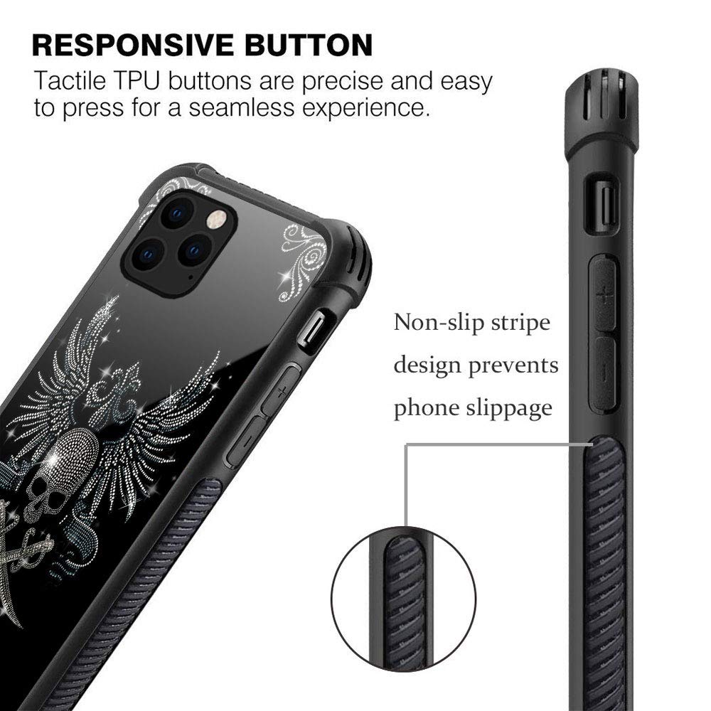 ZHEGAILIAN Phone Case for iPhone 13 Pro Diamond Skull Organic Glass Rubber