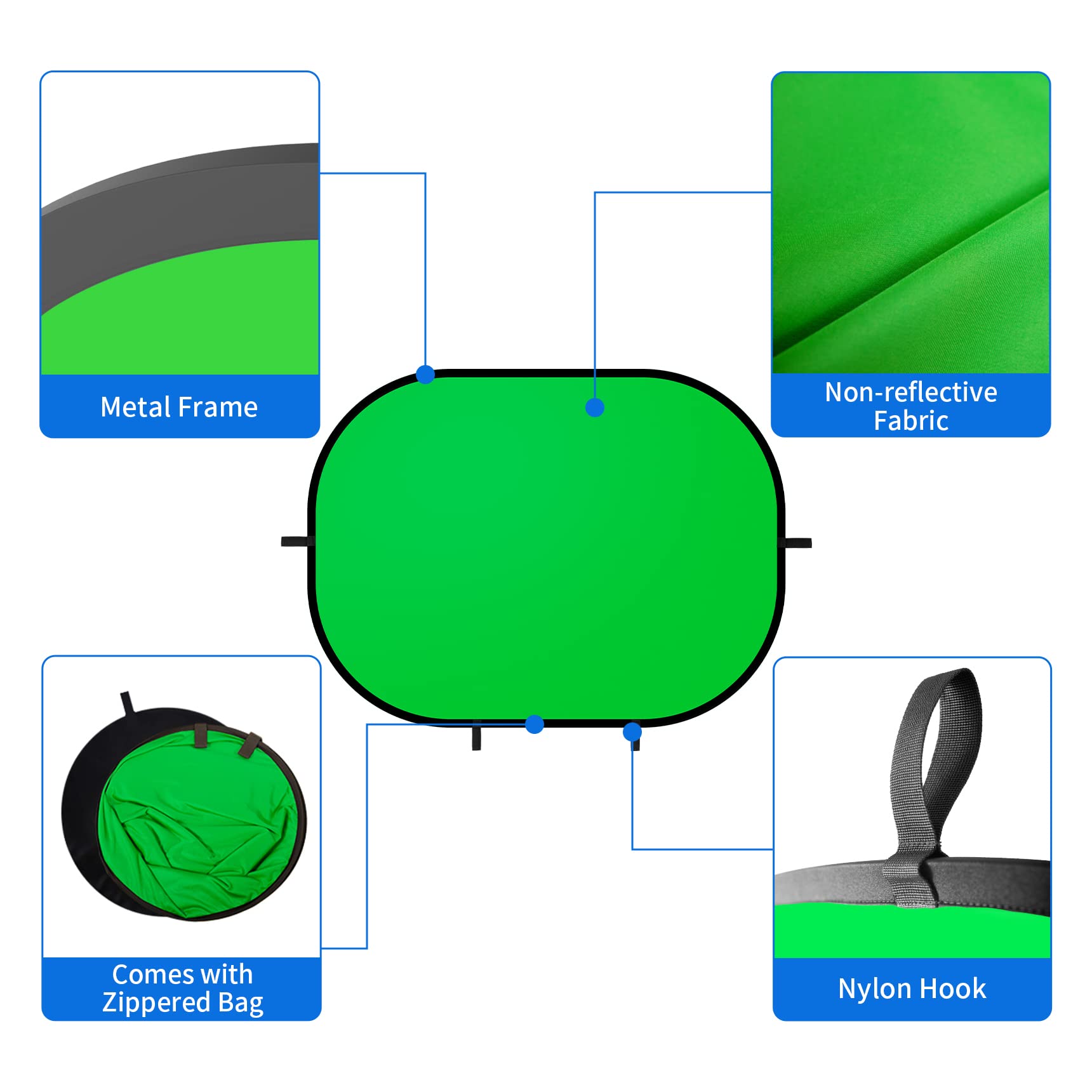 Selens 59X39.3 Inches Green Screen Backdrop For Photography, 2 In 1 Collapsible Backdrop With Carry Bag For Youtube Videos Photo