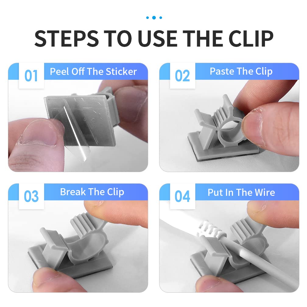 30 Pack Viaky Wire Holder For 0.4 Inch(Max) Cable   Cable Management Organizer Cable Clips Strong Adhesive Cord Hooks   Home, Of