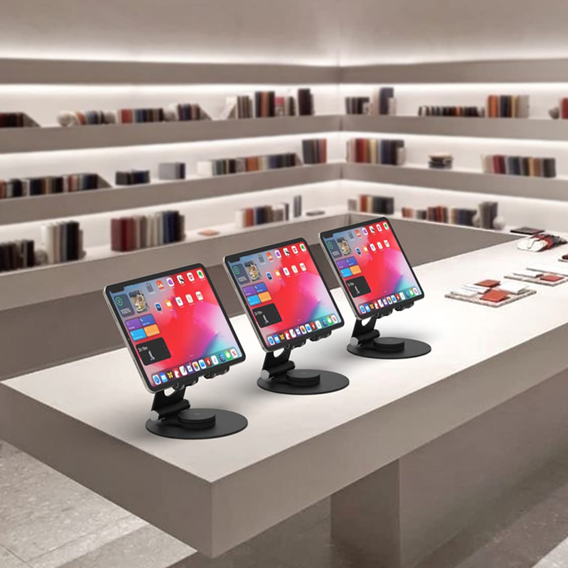 Kabcon Swivel Tablet Stand, Aluminum Portable 360�Rotating Tablet Stand Holder For Desk,Business,Kitchen,Desktop,Tablet Table Stand For Ipad Pro 9.7,10.5,12.9/Air Mini,Tab,Kindle,Nexus,E Reader