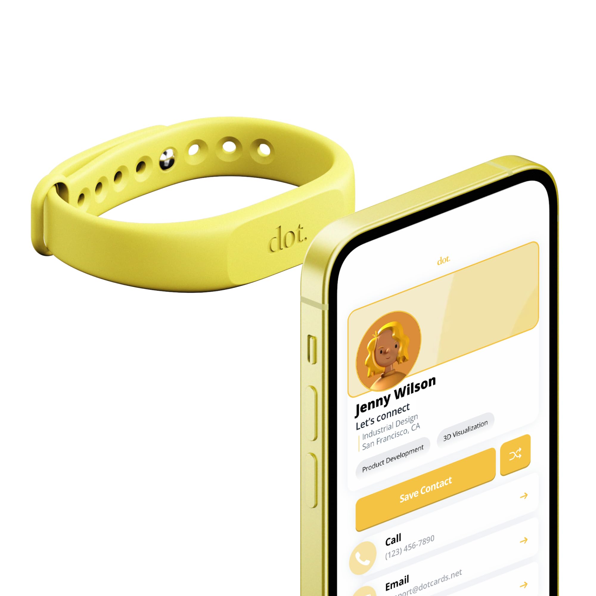 Dot. Band   Digital Business Card Wristband   Tap To Share Nfc   Iphone & Android (Yellow)