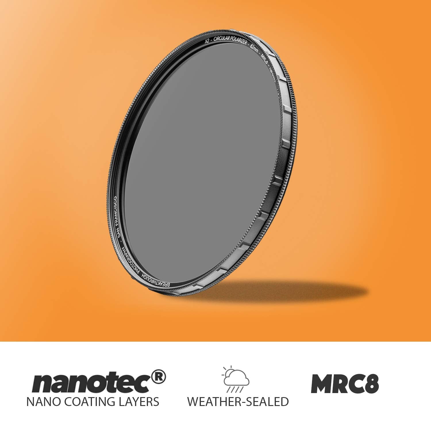 82Mm X2 Cpl Circular Polarizing Filter For Camera Lenses   Agc Optical Glass Polarizer Filter With Lens Cloth   Mrc8   Nanotec C