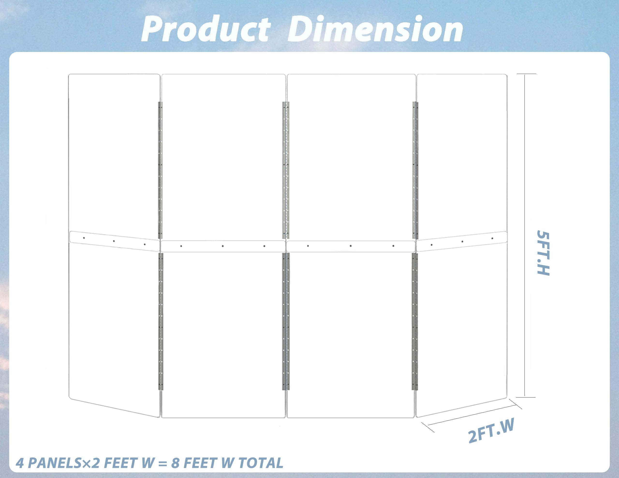 Drum Shield 4 Panels 2Ft X 5Ft - Acrylic With Stainless Steel Hinges - Perfect For Churches, Home Practice, And Live Performance
