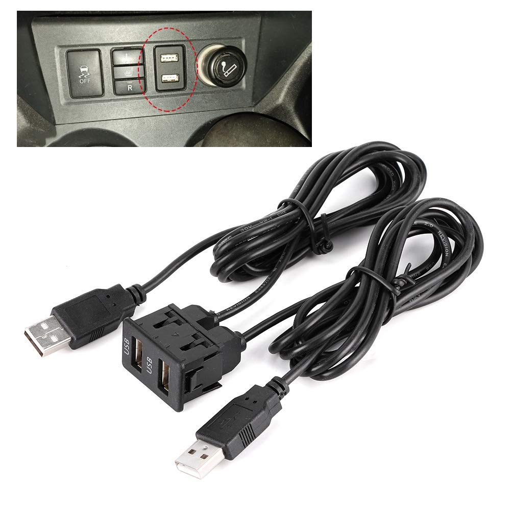 Aramox Dashboard Cable Adapter,1.5M Usb Panel Extension Cable 2 Port Car Mount Flush Cord For Truck Boat
