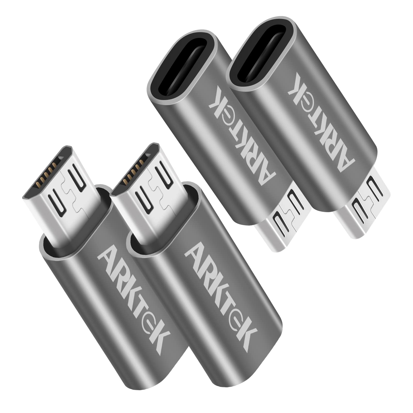 ARKTEK Micro USB Adapter - Micro USB (Male) to Type C (Female) Convert Connector with 56K Resistor Data Sync Charging Converter 