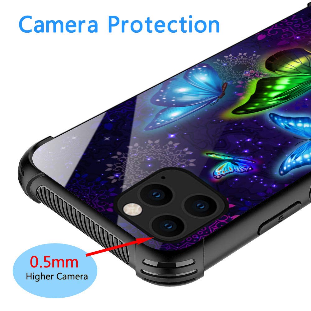 ZHEGAILIAN iPhone 13 Mini Case Starry Butterfly Organic Glass TPU Blue 5.4 inch