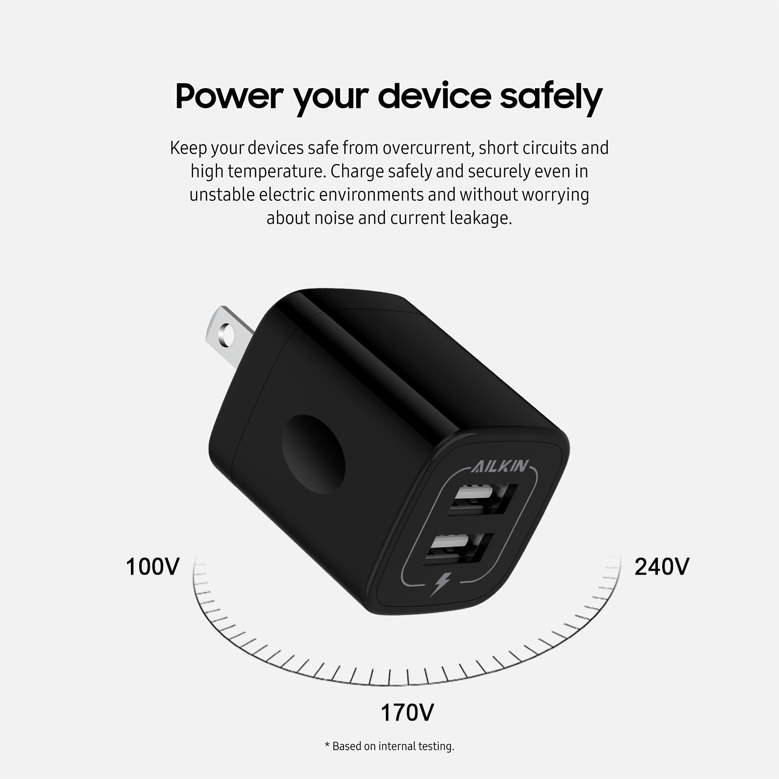Usb Wall Charger, Ailkin 2.1A Dual Port Portable Universal Usb Wall Charger Adapter Box For Iphone 15 14 13 12 Mini Pro Max Se 1