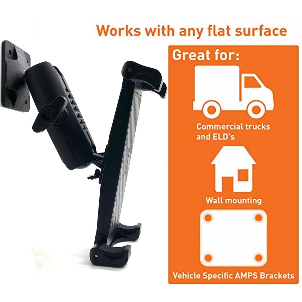 Heavy Duty Tablet Gps Smartphone Amps Drill Base Dash Eld Mount For Truck Van Commercial Vehicle Semi Fleet Limo (Holder Fit All
