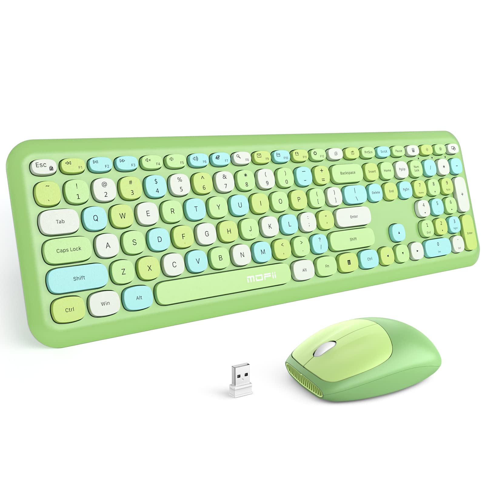 Mofii Wireless Keyboard And Mouse Combo Silent, Slim Compact 2.4G Usb Full Size Wireless Mouse And Keyboard Combo, Cute 110 Keys