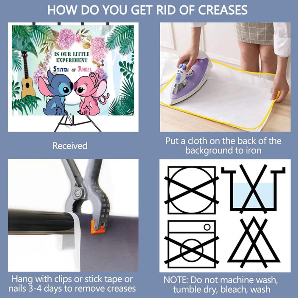 Okelaucfh Stitch And Angel Gender Reveal Party Background Jungle Leaves Theme Background 5 X 3Ft Baby Shower Tropical Hawaii Pho