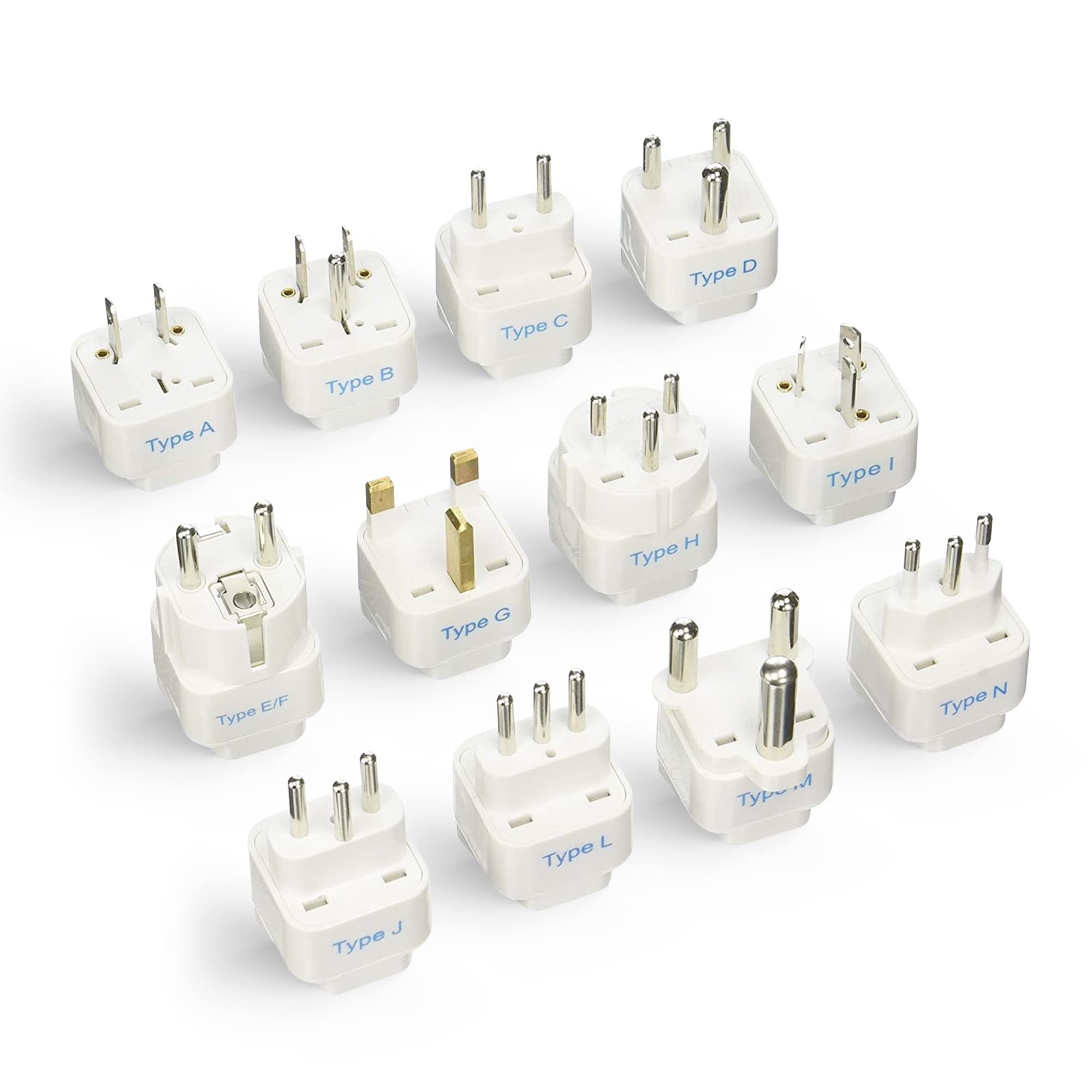 Ceptics Travel Adapter With Types A M Plugs, Travel Plug Adapter Set Compatible With Power Sockets In All Continents, Compact World International Plug Adaptor Kit, Set Of 12,Gp 12Pk