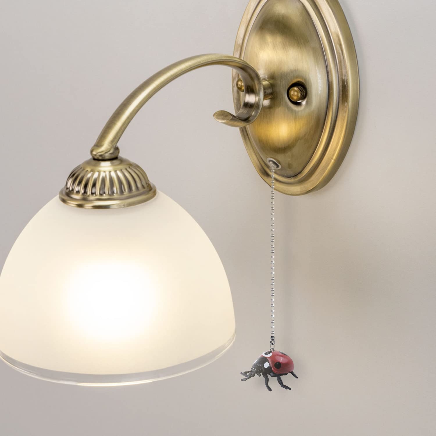 Dotlite Ladybug Ceiling Fan Pull Chain,12In Cute Insect Ladybird Fan String Pulls Charm Extension Decorative,3Mm Diameter Beaded