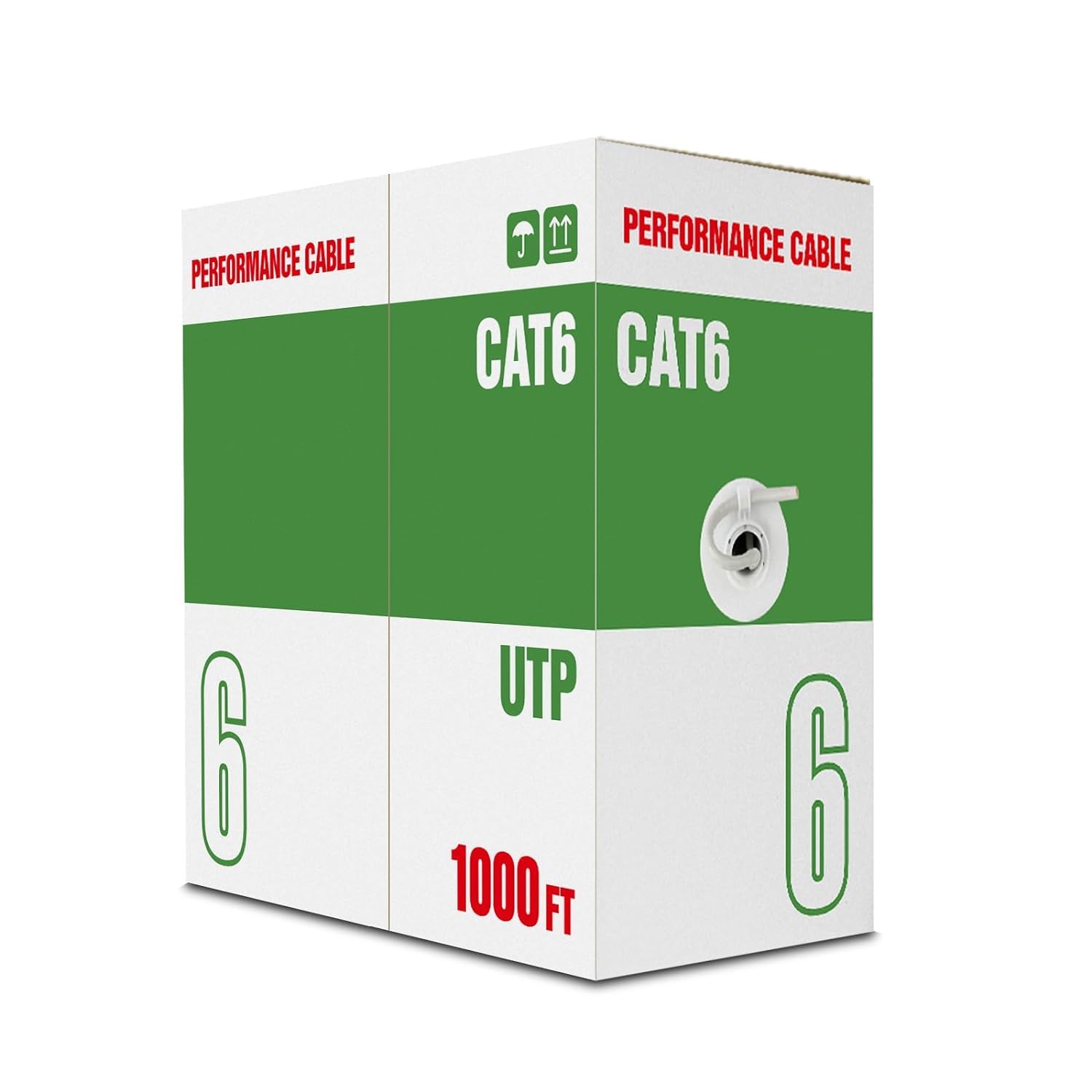 Centropower Cat 6 Ethernet Cable 1000 Ft, 23Awg 4 Pair Quality Solid Conductor Cables, 550 Mhz, White (Utp) Lan,Unshielded Twisted Pair