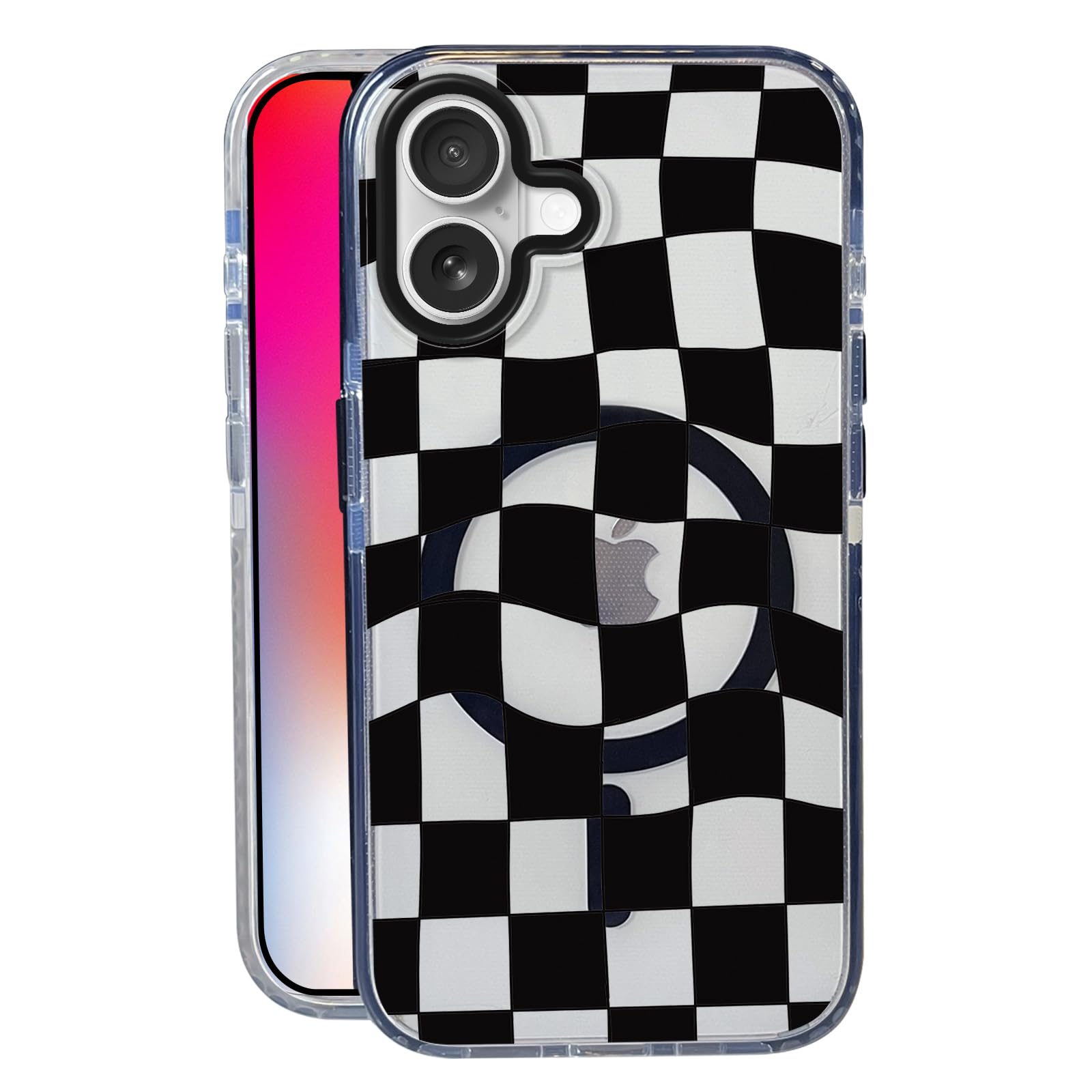 Nimeey Checkered for iPhone 17 Case,MagSafe Compatible,Matte Soft Slim Shockproof Cover,Anti-Fingerprint,Anti-Yellowing,Anti-Scr