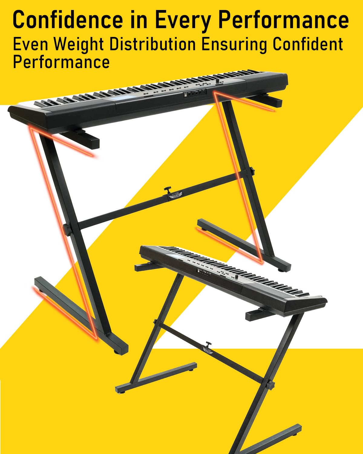 Stage Rocker Z Style Keyboard Stand W/ Adjustable Width. Sturdy & Durable Digital Piano Stand For A 61/88 Key Keyboard. Easy To