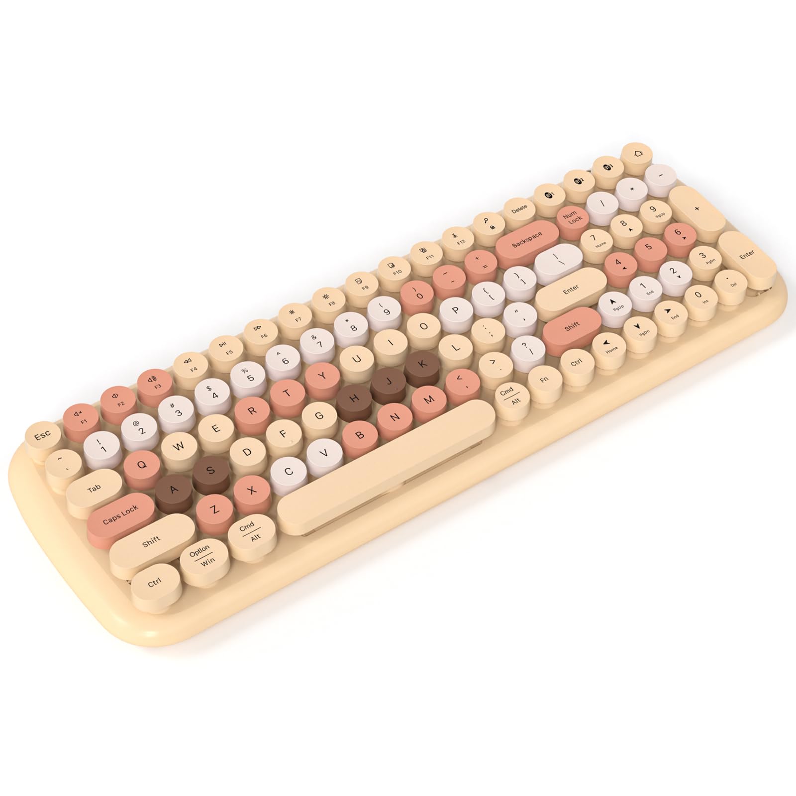 Knowsqt Bluetooth Keyboard   Milktea Colorful Multi Device Wireless Typewriter Keyboards   Round Keycaps 100 Keys Cute Keyboard